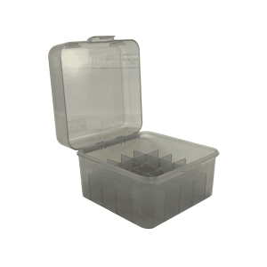 MTM Flip Top Shotshell Box 10, 12 Gauge 2-3/4", 3", 3-1/2" 25-Round Plastic Clear-Smoke