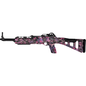 Hi-Point Carbine Semi Automatic Rifle 9mm Luger 16.5" Black Threaded Barrel Pink Camo Frame Pink Camo Skeleton Stock