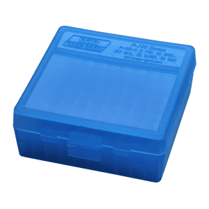 MTM Flip Top Ammo Box 38 Special, 357 Magnum 100-Round Plastic Clear Blue