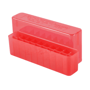 MTM Slip Top Ammo Box 22 Nosler, 224 Valkyrie, 6.8mm Rem SPC 20-Round Plastic Clear-Red