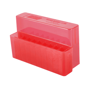 MTM Slip Top Ammo Box 7mm Remington Magnum, 300 Winchester Magnum, 375 H&H Magnum 20-Round Plastic Clear-Red