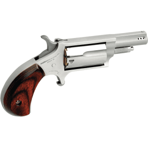 North American Arms Mini-Revolver 22 Winchester Magnum Rimfire (WMR) Revolver 1.625" Stainless Barrel 5 Round Wood Grip Ported