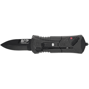Smith & Wesson M&P OTF Compact Pocket Knife 1.9" Spear Point AUS-8 Black Oxide Blade Aluminum Handle Black
