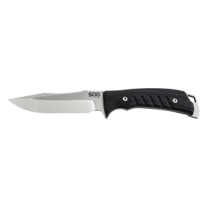 SOG Pillar Fixed Blade Knife 5" Clip Point CPM S35VN Stonewashed Blade Canvas Micarta Handle Black
