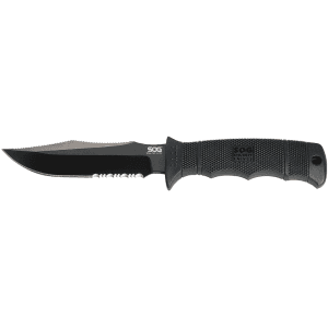 SOG Seal Pup Elite Fixed Blade Knife 4.85" Partially Serrated Clip Point AUS-8 Titanium Nitride Blade GRN Handle Black