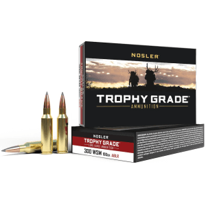 Nosler Trophy Grade 300 Winchester Short Magnum (WSM) Ammo 190 Grain Nosler AccuBond Long Range Bonded Polymer Tip Box of 20
