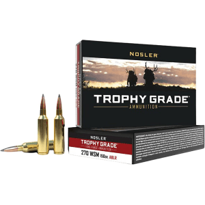 Nosler Trophy Grade 270 Winchester Short Magnum (WSM) Ammo 150 Grain Nosler AccuBond Long Range Bonded Polymer Tip Box of 20