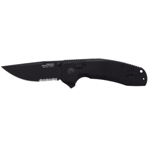 SOG Tac XR Pocket Knife 3.39" Partially Serrated Clip Point D2 Titanium Nitride Blade G-10 Handle Blackout