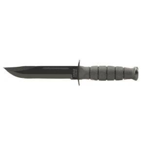 KA-BAR Short Fighting Fixed Blade Knife 5.25" Clip Point 1095 Cro-Van Black Powder Coat Blade Kraton Handle Black
