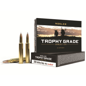 Nosler Trophy Grade 280 Remington Ackley Improved 40-Degree Shoulder Ammo 140 Grain Nosler AccuBond Bonded Polymer Tip Box of 20