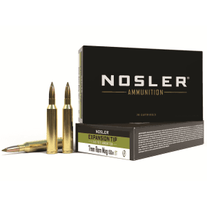 Nosler E-Tip 7mm Remington Magnum Ammo 150 Grain Nosler Expansion Tip (E-Tip) Polymer Tip Lead Free Box of 20