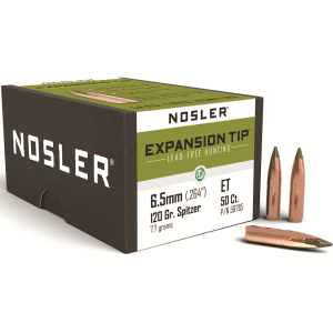 Nosler E-Tip 6.5mm, 264 Caliber (264 Diameter) Bullets 120 Grain Polymer Tip with Cannelure Box of 50