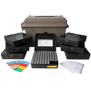 MTM Ammo Can Combo 50 Caliber Polymer Dark Earth with 7 Flip Top Ammo Boxes 40 S&W, 10mm Auto, 45 ACP 100-Round Polymer Black