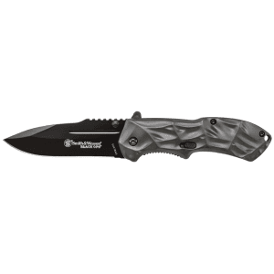 Smith & Wesson Black Ops 3 M.A.G.I.C. Assisted Opening Pocket Knife 3.4" Drop Point 4034 Black Oxide Blade Aluminum Handle Black