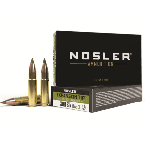 Nosler E-Tip 300 AAC Blackout Ammo 110 Grain Nosler Expansion Tip (E-Tip) Polymer Tip Lead Free Box of 20