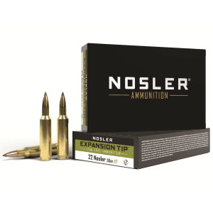 Nosler E-Tip 22 Nosler Ammo 55 Grain Nosler Expansion Tip (E-Tip) Polymer Tip Lead Free Box of 20