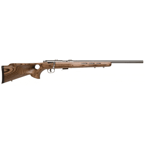 Savage Arms 93-BTVS Bolt Action Rifle 22 Winchester Magnum Rimfire (WMR) 21" Stainless Barrel Stainless Frame Brown Thumbhole Stock
