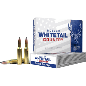 Nosler Whitetail Country 7mm-08 Remington Ammo 140 Grain Solid Base Jacketed Soft Point Box of 20