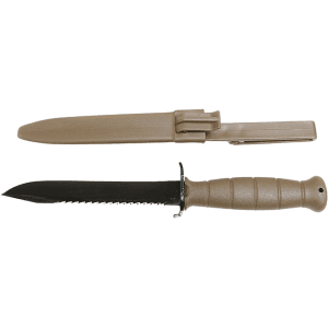 Glock Field Knife Fixed Blade Knife 6.5" Spine Serrated Clip Point Carbon Black Blade Polymer Handle Flat Dark Earth