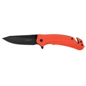 Kershaw Barricade Assisted Opening Pocket Knife 3.5" Drop Point 8Cr13MoV Black Oxide Blade Glass Reinforced Nylon (GRN) Handle Orange