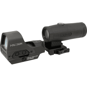 Holosun HS510C Reflex Red Dot Sight 1x Selectable Reticle Quick-Release Mount Solar/Battery Powered with HM3X 3x Flip Magnifier with Picatinny Lower 1/3 Co-Witness Mount Matte Black