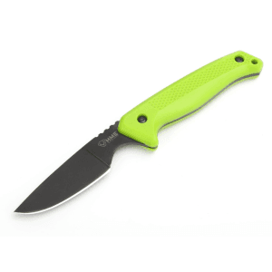 HME Fixed Blade Caping Knife Fixed Blade Knife 2.5" Clip Point 420HC Black Oxide Blade TPR Overmold Handle Green