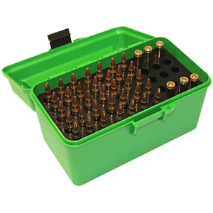 MTM Deluxe Flip Top Ammo Box with Handle 22-250 Remington, 243 Winchester, 308 Winchester 50-Round Plastic Green