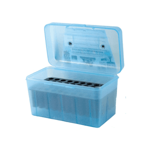 MTM Deluxe Flip Top Ammo Box with Handle 270 Winchester, 30-06 Springfield, 8x57mm Mauser 50-Round Plastic Clear Blue