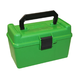 MTM Deluxe Flip Top Ammo Box with Handle 17 Remington to 222 Remington Magnum 50-Round Plastic Green
