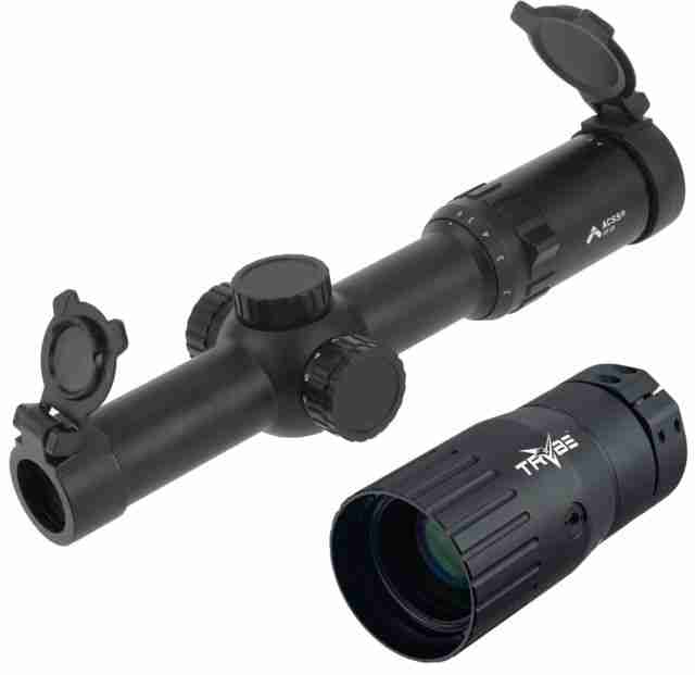 Primary Arms SLx 1-6X24mm Gen III Rifle Scope, 30mm Tube, Second Focal Plane, ACSS 22LR Reticle, Matte, Black, w/ TRYBE Optics Enhancer - Magnification Doubler, PA1-6X24SFP-ACSS-22LR