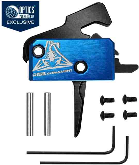 OpticsPlanet Exclusive Rise Armament RA-242 Enhanced Rifle Trigger, Flat, 3.5lb Pull Weight, Anodized Aluminum, Black, RA-242-BLK