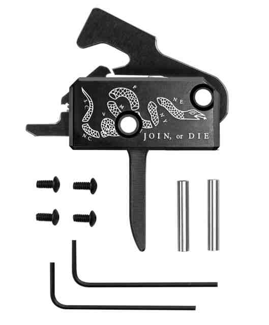 Rise Armament AR-15/AR-10 RA-140 Join or Die Special-Edition Super Sporting Trigger, Flat, RA-140F-JOD