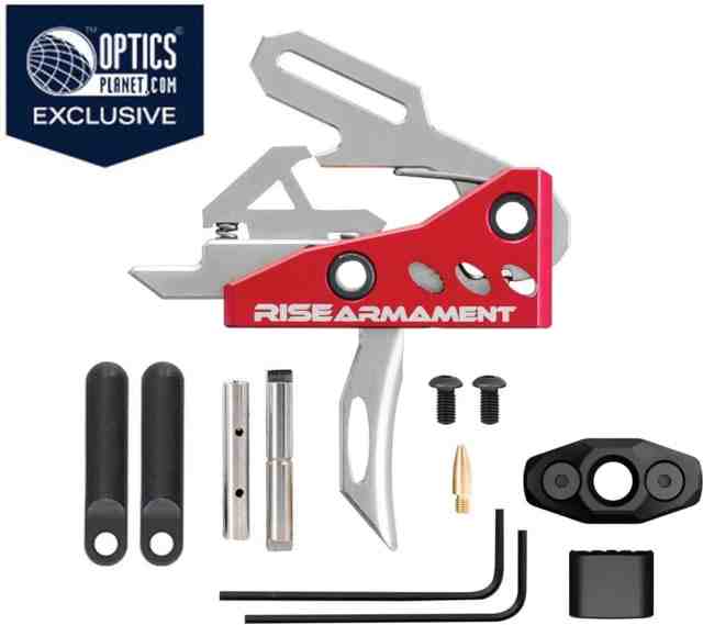 OpticsPlanet Exclusive Rise Armament RA-535 Advanced-Performance Trigger, Single Stage System, 3.5lb Pull Weight, Silver, RA-535-SLVR-601-010-BLK