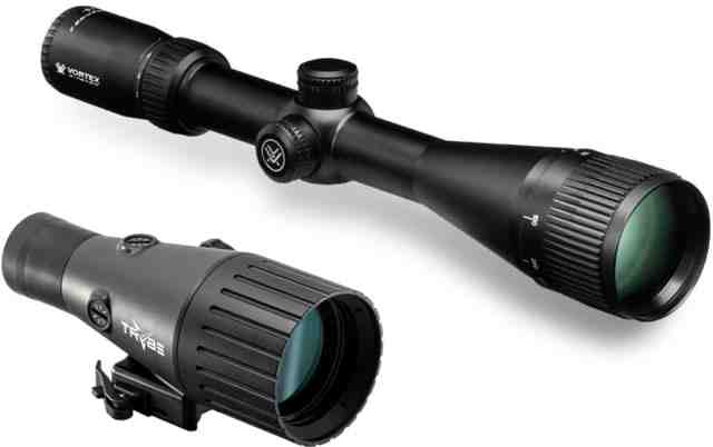 Vortex Crossfire II AO 4-16x50mm Rifle Scope, 30mm Tube, Second Focal Plane, Non-Illuminated Dead-Hold BDC Reticle and TRYBE Optics Enhancer Rifle Scope Magnification Quadrupler