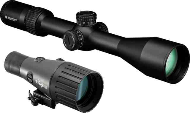 Vortex Diamondback Tactical 6-24x50mm Rifle Scope, 30mm Tube, First Focal Plane, Non-Illuminated EBR-2C MRAD Reticle and TRYBE Optics Enhancer Rifle Scope Magnification Quadrupler