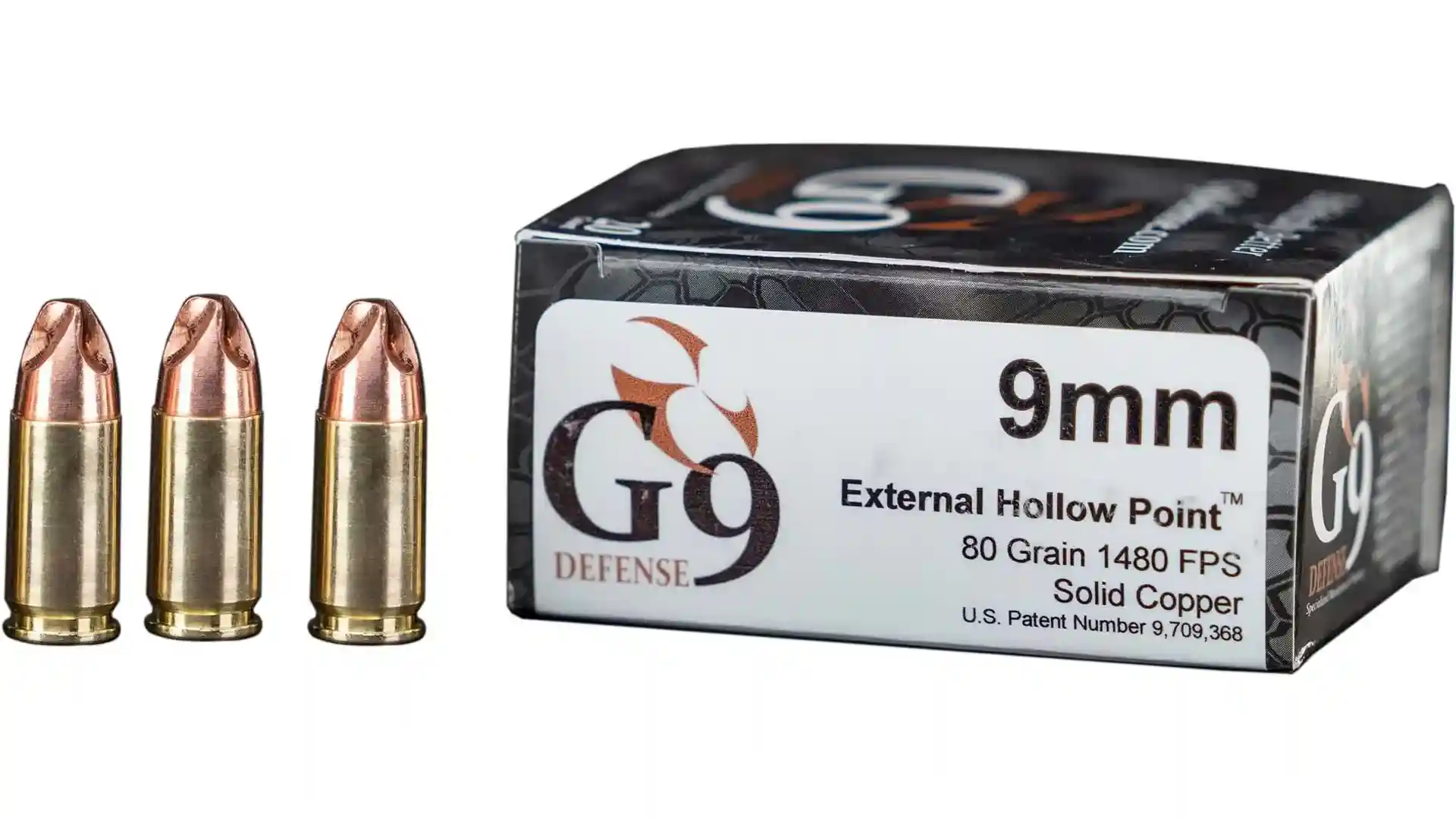 G9 Defense 9mm Luger 80 Grain Hollow Point Brass Cased Pistol Ammunition