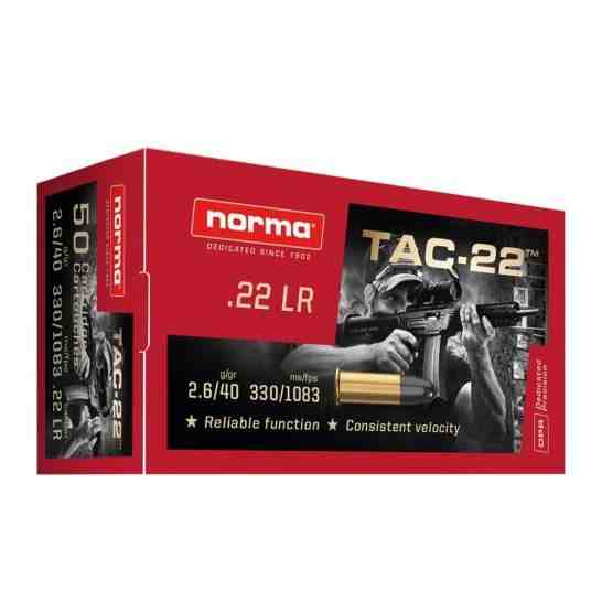 Norma 22LR TAC-22 40gr LRN 50rd Box Ammo - 2318716
