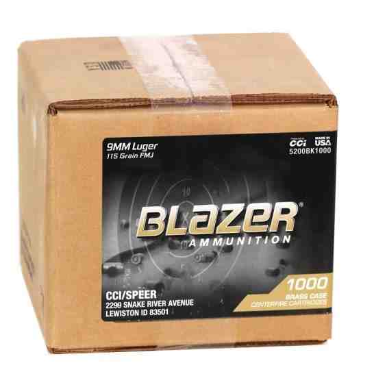 CCI Blazer 9mm Ammo 115 Grain FMJ 1000rd Case