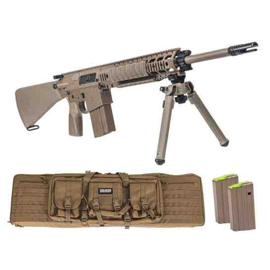 PSA Sabre AR-10 Rifle Forged 20" .308 w/ 12.5" Quad Rail, A1 Stock, Magpul Bi-Pod, 3 Mags, & Sabre Bag, FDE
