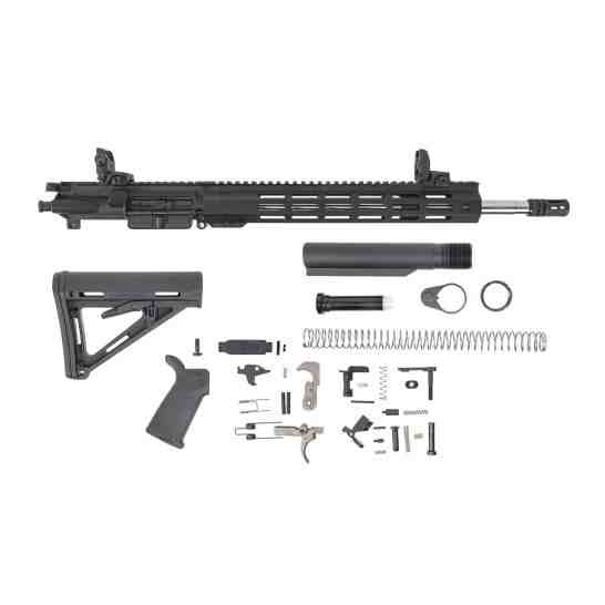 PSA 16" Mid-Length 1/7 Stainless Steel 13.5" Lightweight Hex M-lok MOE EPT Rifle Kit w/MBUS Sight Set