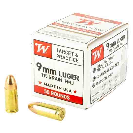 Winchester USA Target 9mm 115gr FMJ Ammo, 50rds - $8.99 after Rebate