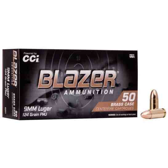 CCI Blazer Brass 9mm Ammo 124 Grain FMJ 50rds