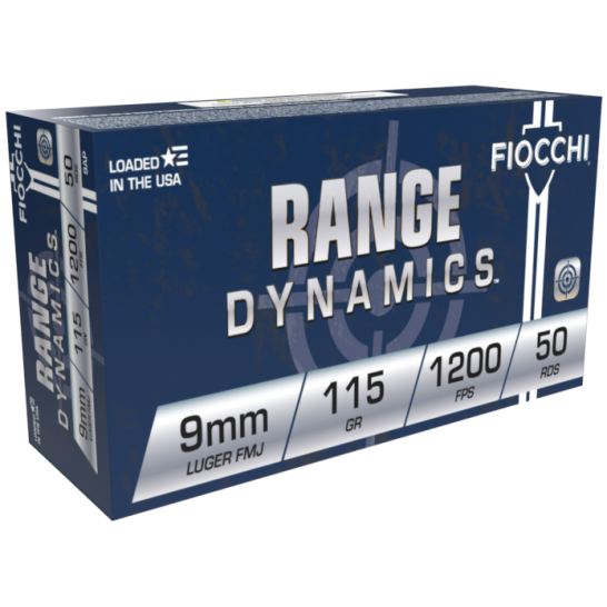 Fiocchi 9mm Ammo 115 Grain FMJ 50rds - 9AP