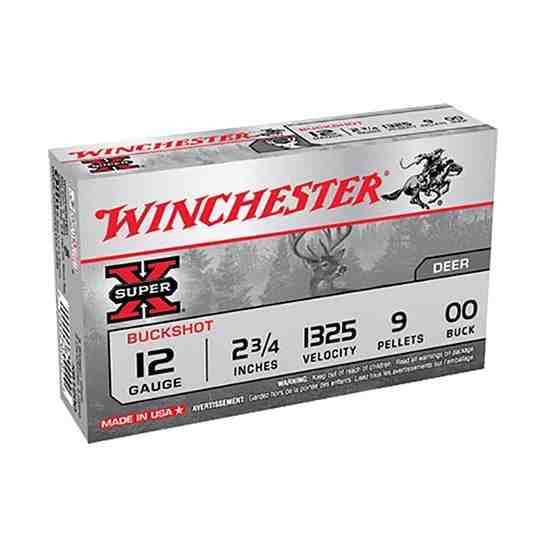 WINCHESTER 12GA 2.75" 9 PELLET 00 BUCK SHOTSHELL AMMUNITION 5RDS - XB1200