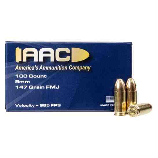 AAC 9mm Ammo 147 Grain FMJ 100rd Box