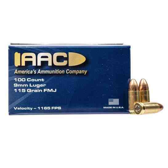 10 Boxes of AAC 9mm Ammo 115 Grain FMJ, 1000rds