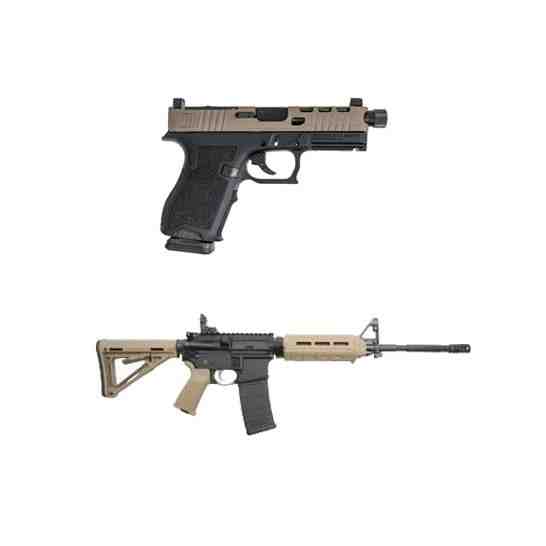 PSA 16" Nitride 5.56 NATO MOE Rifle & PSA Dagger Compact 9mm Pistol w/ SWR RMR Slide & Rear Sight Rear