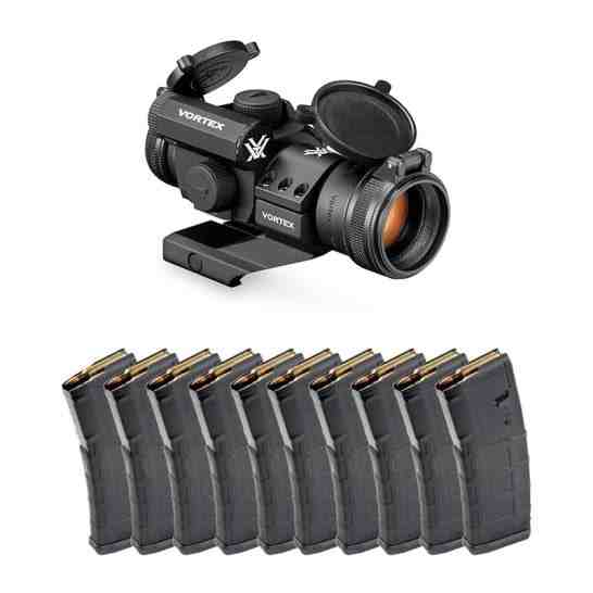 Vortex Strikefire II 4MOA Red/Green Dot & 10 Magpul Gen2 PMAG 30rd 5.56x45 Magazines