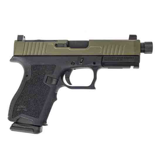 PSA Dagger Compact 9mm Pistol With Extreme Carry Cuts RMR Slide, Threaded Barrel - 2-Tone Sniper Green With PSA Soft Case