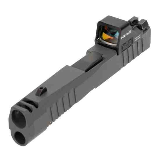 PSA Dagger Micro C-1 Complete Slide Assembly, Non-Threaded Barrel - Shield Cut W/Holosun 407K, Gray